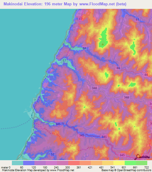 Makinodai,Japan Elevation Map