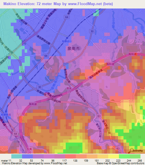 Makino,Japan Elevation Map