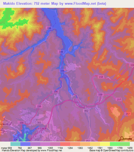 Makido,Japan Elevation Map