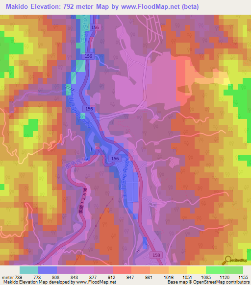 Makido,Japan Elevation Map