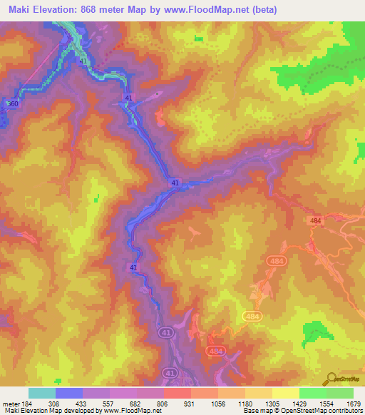 Maki,Japan Elevation Map