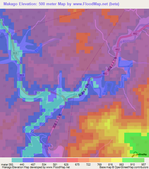 Makago,Japan Elevation Map