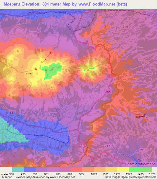 Maebaru,Japan Elevation Map