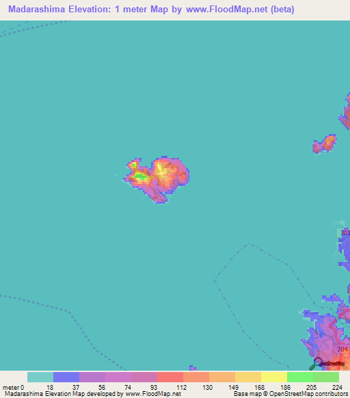 Madarashima,Japan Elevation Map
