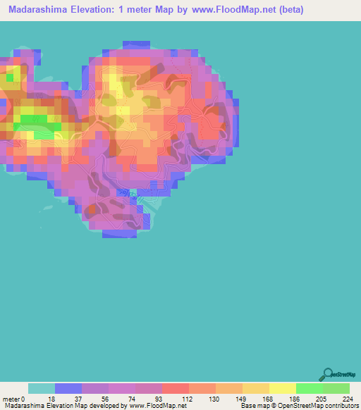 Madarashima,Japan Elevation Map