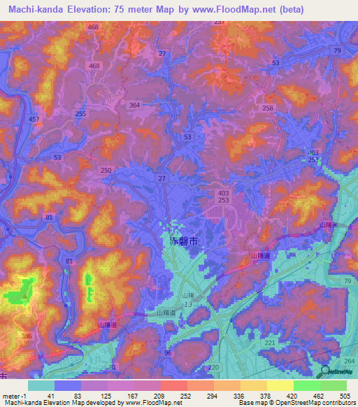 Machi-kanda,Japan Elevation Map
