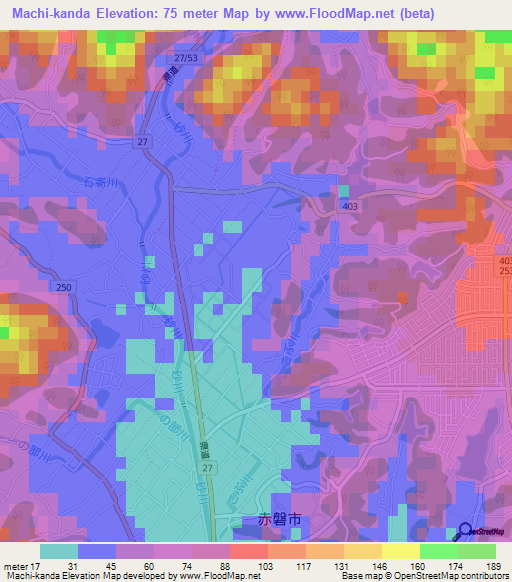 Machi-kanda,Japan Elevation Map