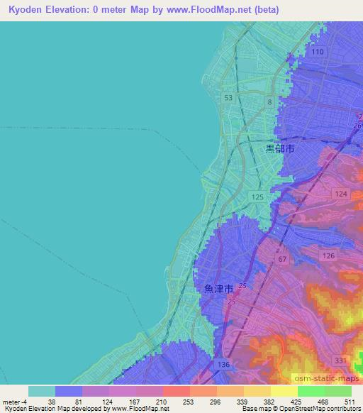 Kyoden,Japan Elevation Map