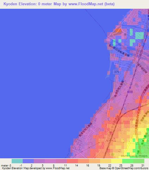 Kyoden,Japan Elevation Map