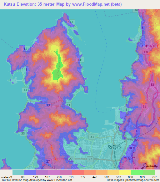 Kutsu,Japan Elevation Map