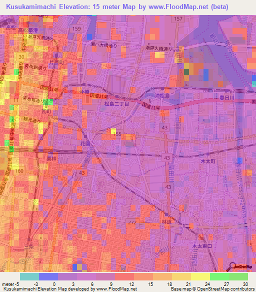 Kusukamimachi,Japan Elevation Map