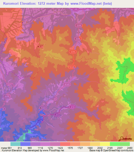 Kuromori,Japan Elevation Map