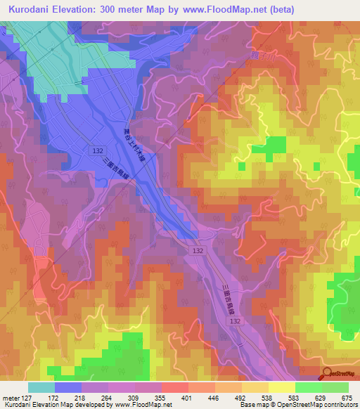 Kurodani,Japan Elevation Map