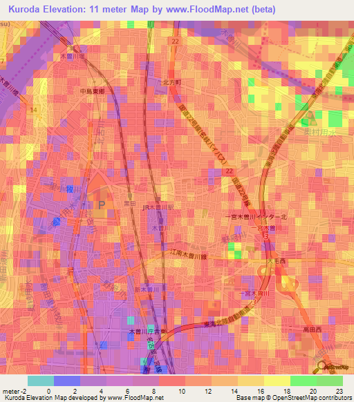 Kuroda,Japan Elevation Map
