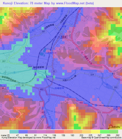 Kunoji,Japan Elevation Map