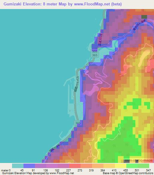 Gumizaki,Japan Elevation Map