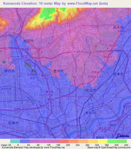 Kumanoda,Japan Elevation Map