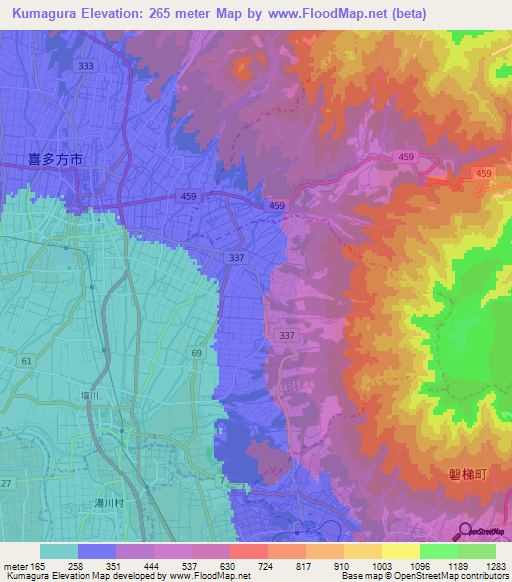 Kumagura,Japan Elevation Map