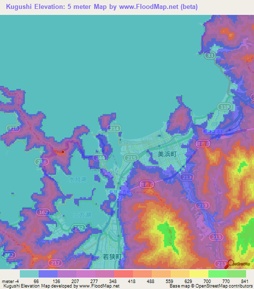 Kugushi,Japan Elevation Map