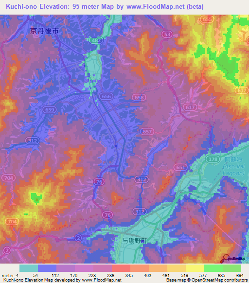 Kuchi-ono,Japan Elevation Map