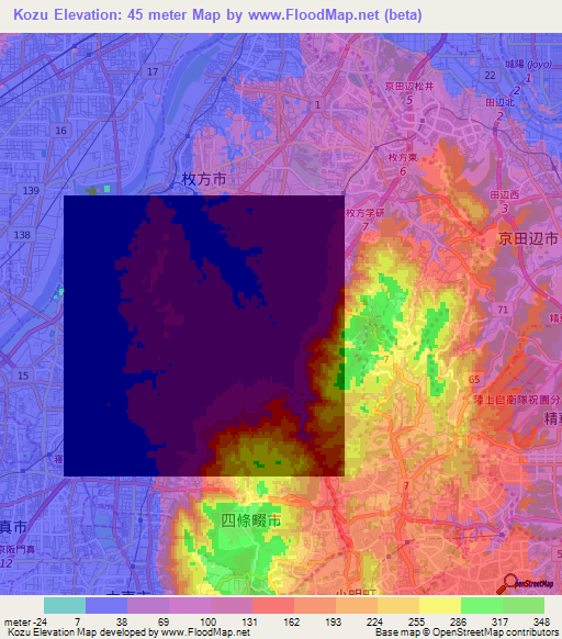 Kozu,Japan Elevation Map