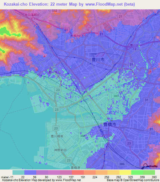 Kozakai-cho,Japan Elevation Map