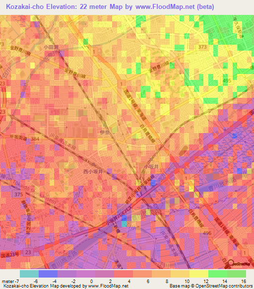 Kozakai-cho,Japan Elevation Map