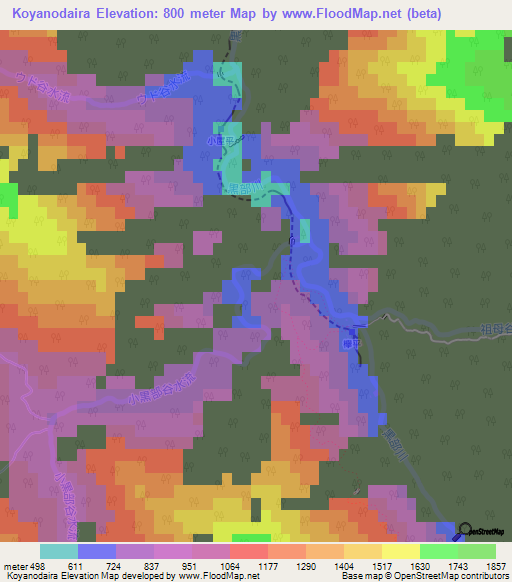 Koyanodaira,Japan Elevation Map