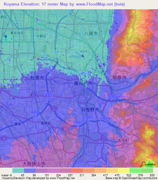 Koyama,Japan Elevation Map