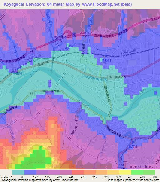Koyaguchi,Japan Elevation Map