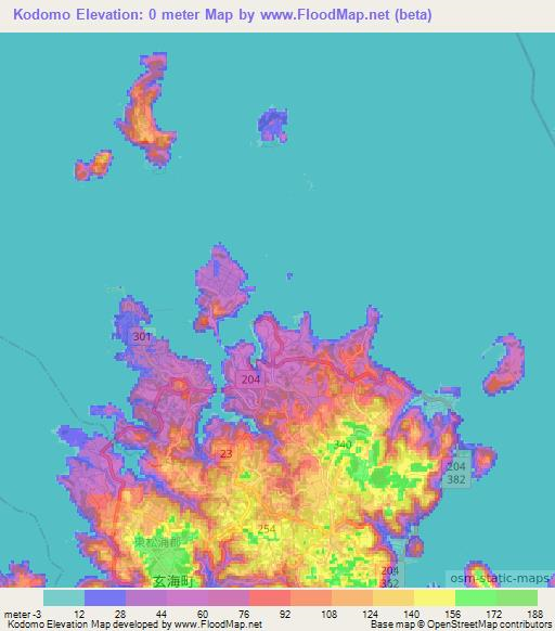 Kodomo,Japan Elevation Map