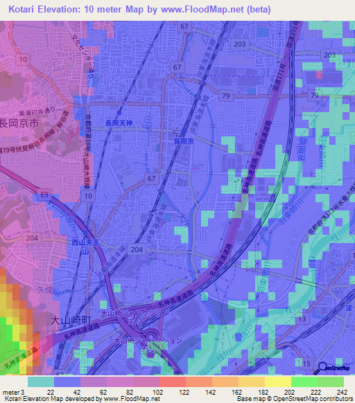 Kotari,Japan Elevation Map