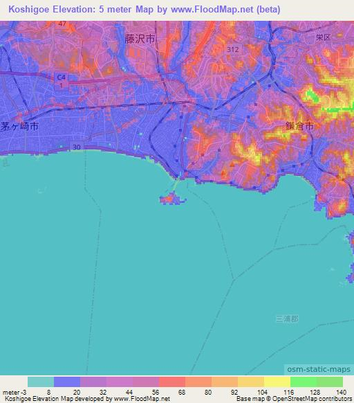 Koshigoe,Japan Elevation Map