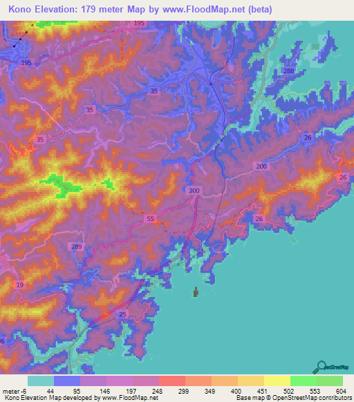 Kono,Japan Elevation Map