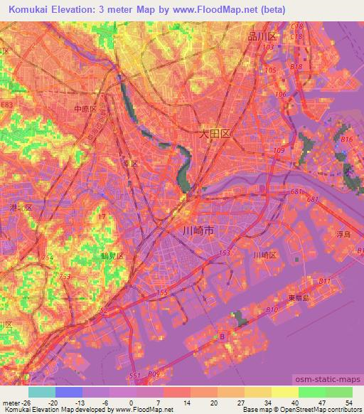 Komukai,Japan Elevation Map