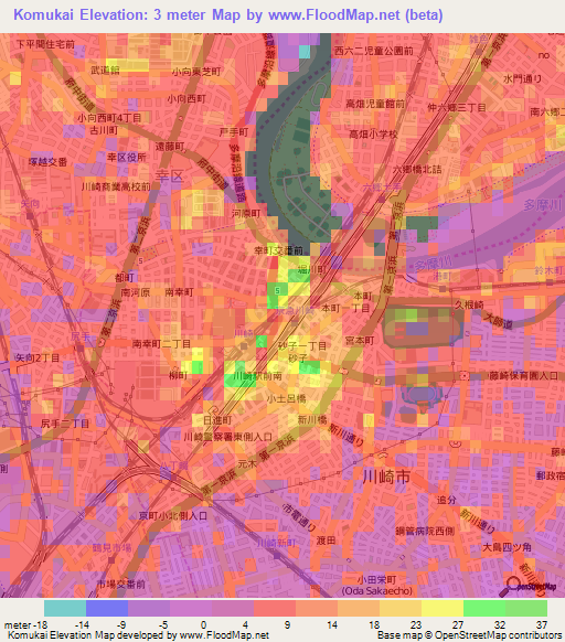 Komukai,Japan Elevation Map