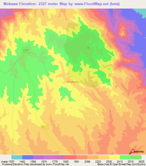 Mukawa,Kenya Elevation Map