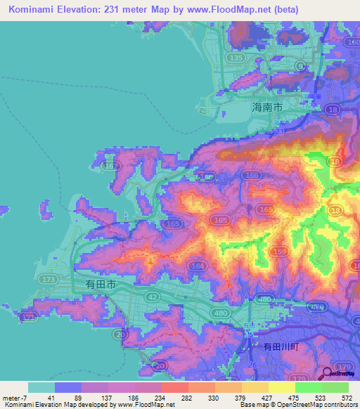 Kominami,Japan Elevation Map