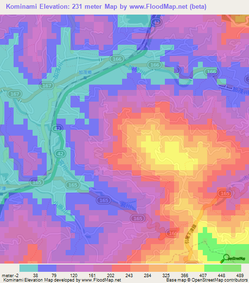 Kominami,Japan Elevation Map