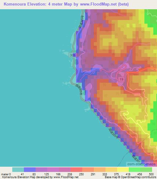 Komenoura,Japan Elevation Map