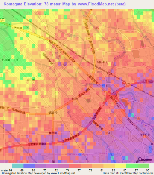 Komagata,Japan Elevation Map