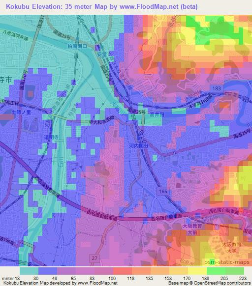 Kokubu,Japan Elevation Map