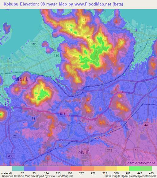 Kokubu,Japan Elevation Map