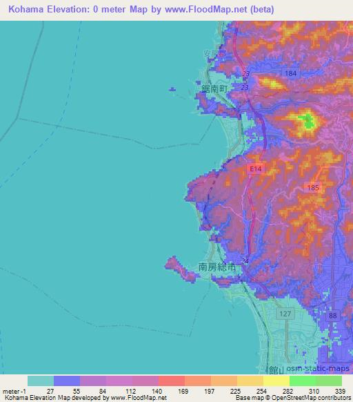 Kohama,Japan Elevation Map