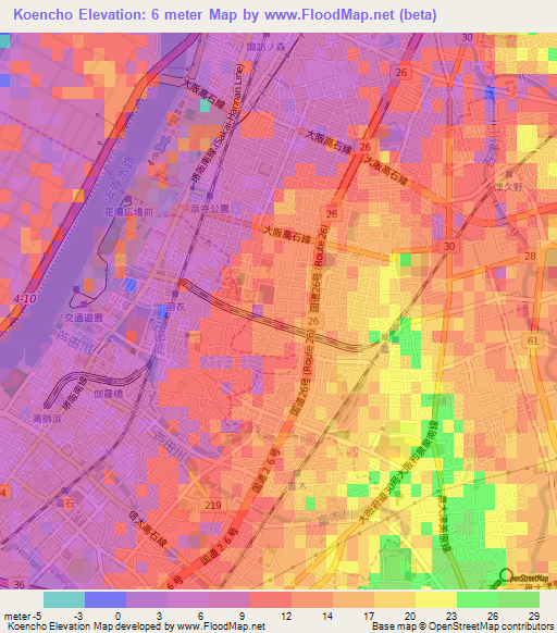 Koencho,Japan Elevation Map