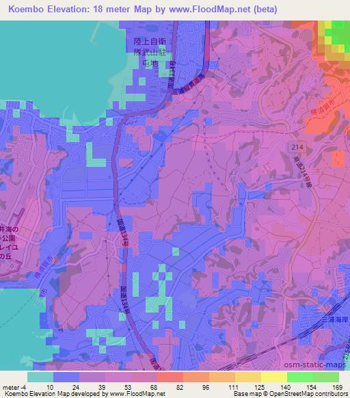 Koembo,Japan Elevation Map