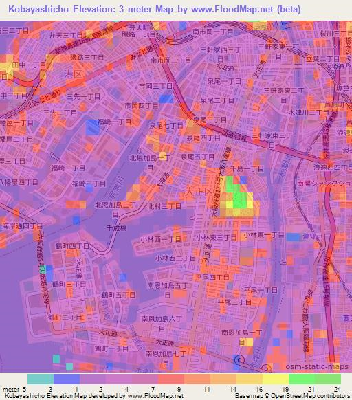 Kobayashicho,Japan Elevation Map