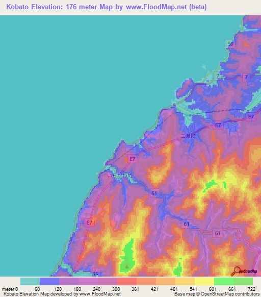 Kobato,Japan Elevation Map