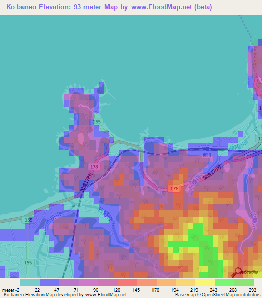 Ko-baneo,Japan Elevation Map