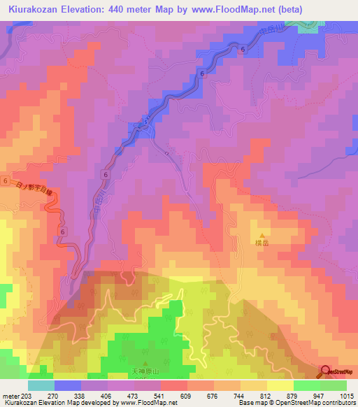 Kiurakozan,Japan Elevation Map